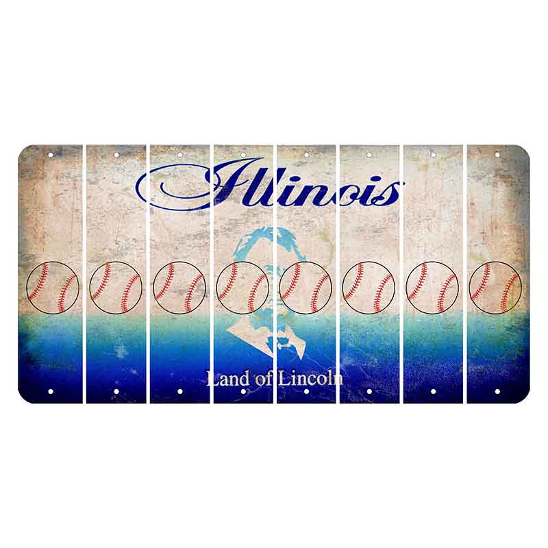 Illinois Abraham Lincoln Cut License Plate Strips (Set of 8)