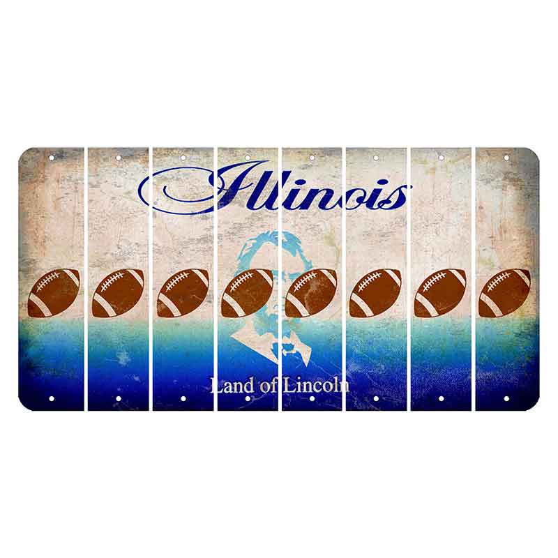 Illinois Abraham Lincoln Cut License Plate Strips (Set of 8) Football