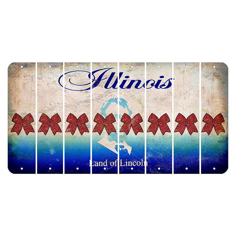 Illinois Abraham Lincoln Cut License Plate Strips (Set of 8) Cheer Bow