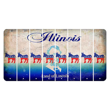 Illinois Abraham Lincoln Cut License Plate Strips (Set of 8)