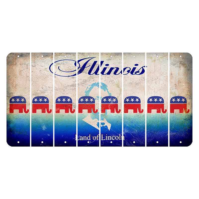 Illinois Abraham Lincoln Cut License Plate Strips (Set of 8) Republican
