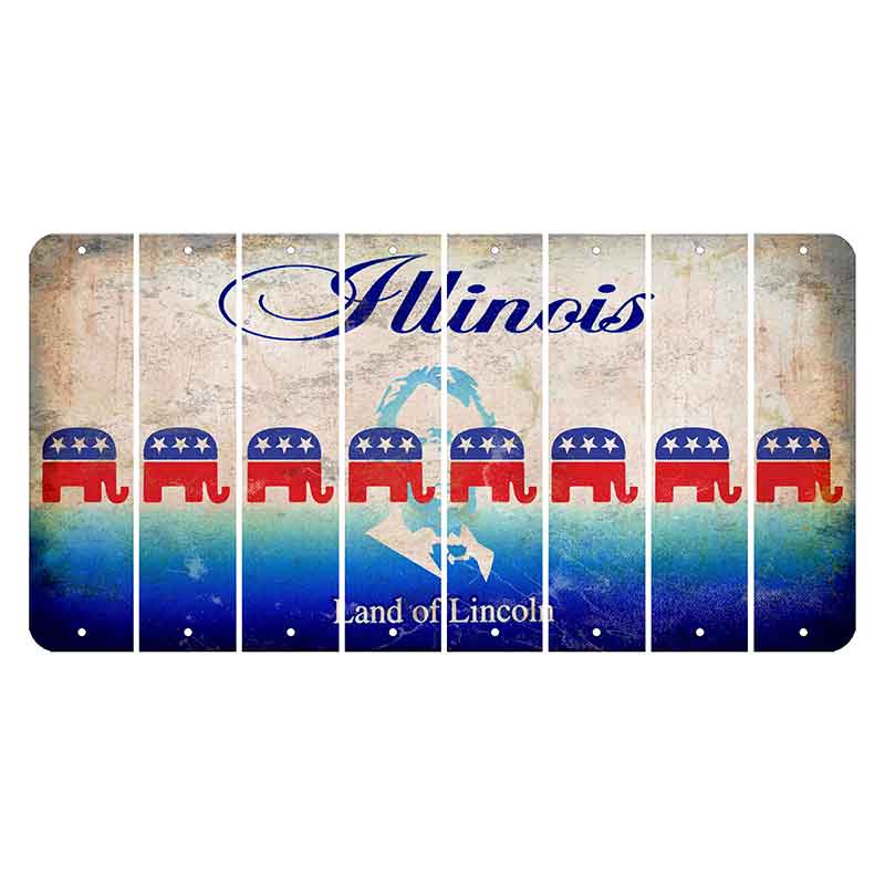 Illinois Abraham Lincoln Cut License Plate Strips (Set of 8)