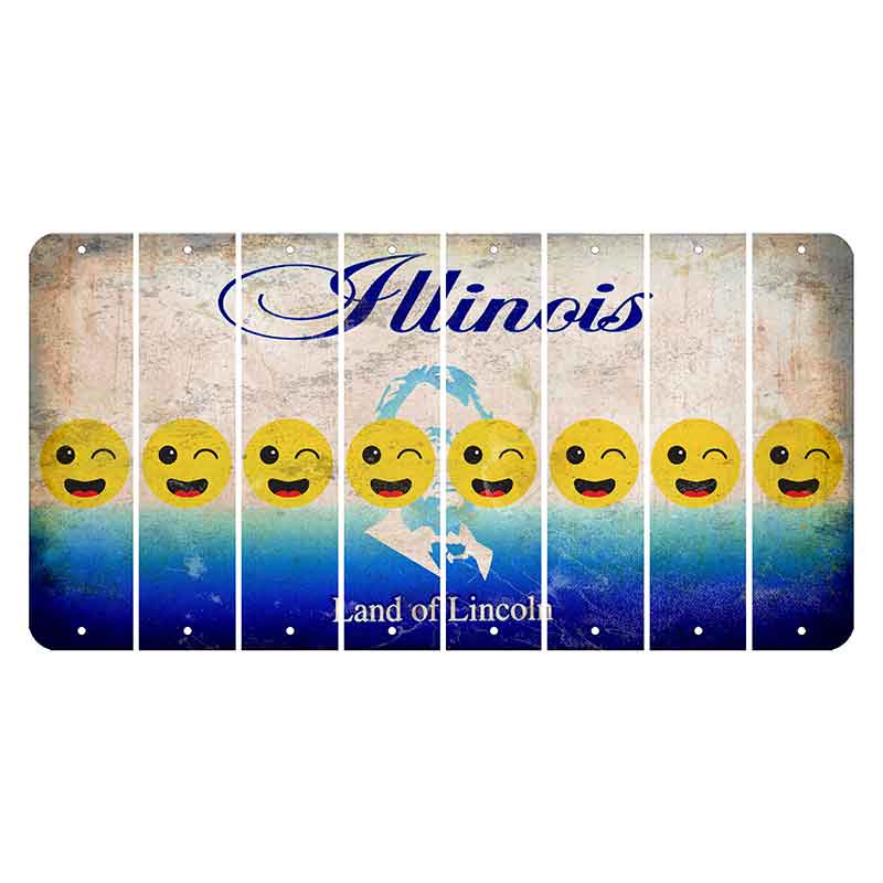 Illinois Abraham Lincoln Cut License Plate Strips (Set of 8) Emoji - Winking