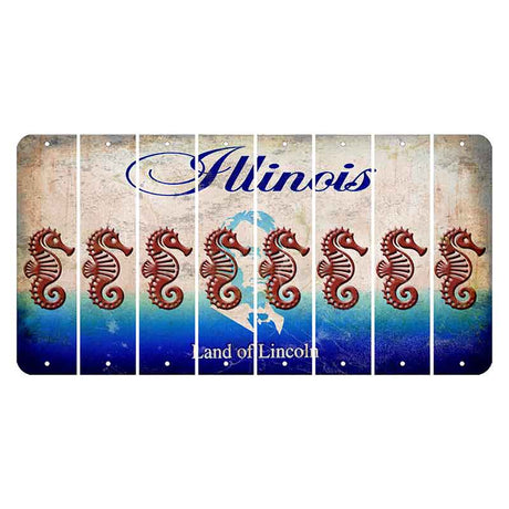 Illinois Abraham Lincoln Cut License Plate Strips (Set of 8)