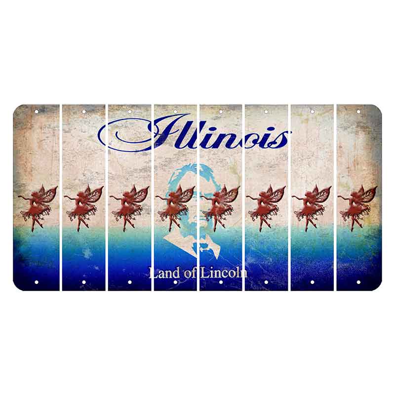 Illinois Abraham Lincoln Cut License Plate Strips (Set of 8) Fairy