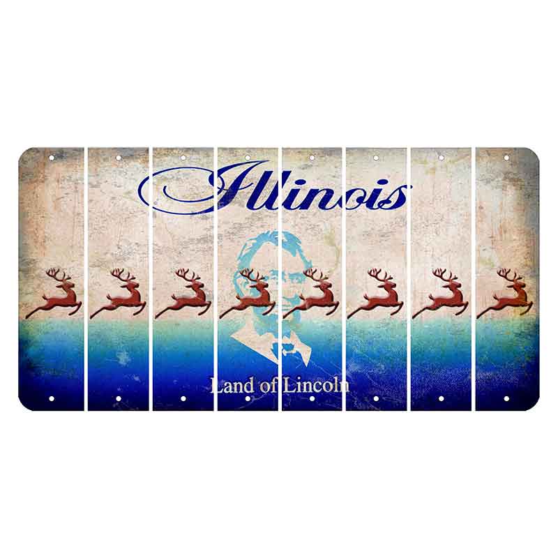 Illinois Abraham Lincoln Cut License Plate Strips (Set of 8)