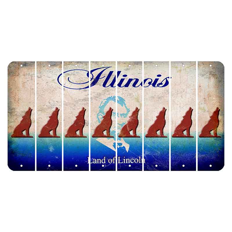 Illinois Abraham Lincoln Cut License Plate Strips (Set of 8)