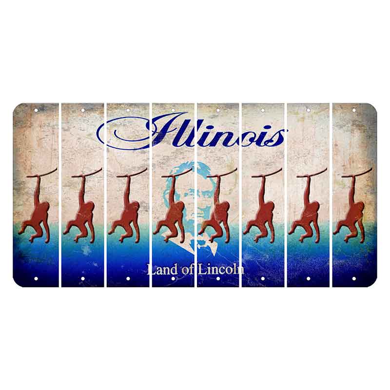 Illinois Abraham Lincoln Cut License Plate Strips (Set of 8)