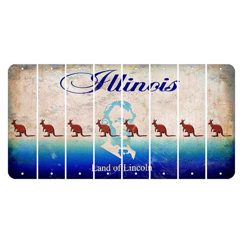 Illinois Abraham Lincoln Cut License Plate Strips (Set of 8) Kangaroo