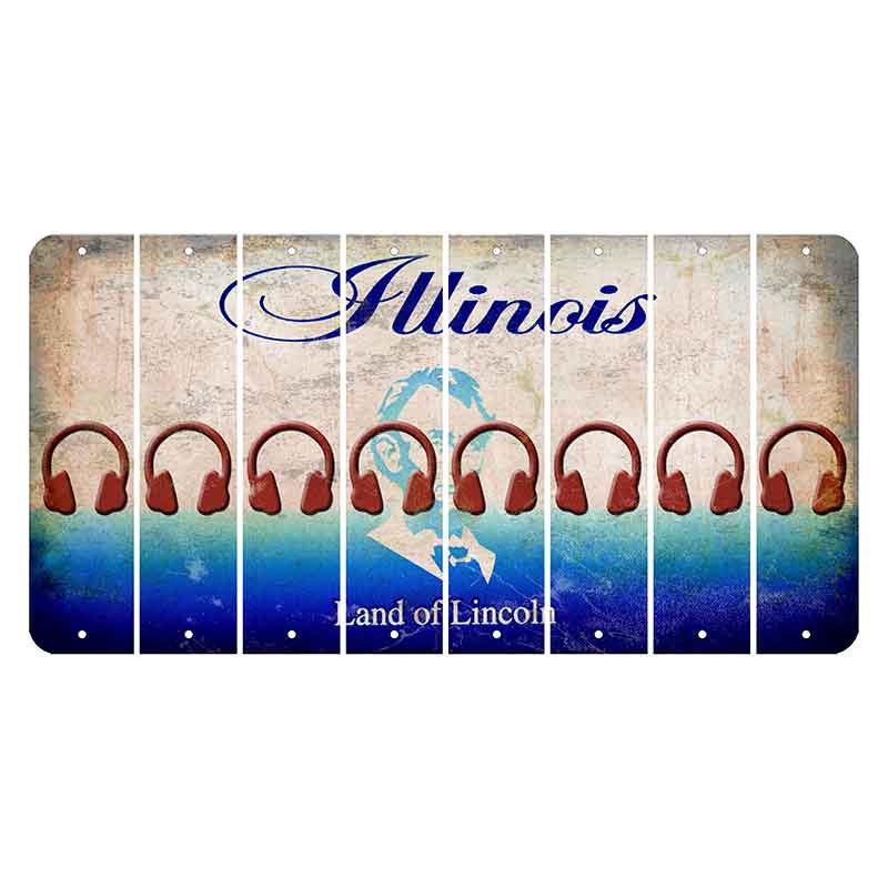 Illinois Abraham Lincoln Cut License Plate Strips (Set of 8) Headphones