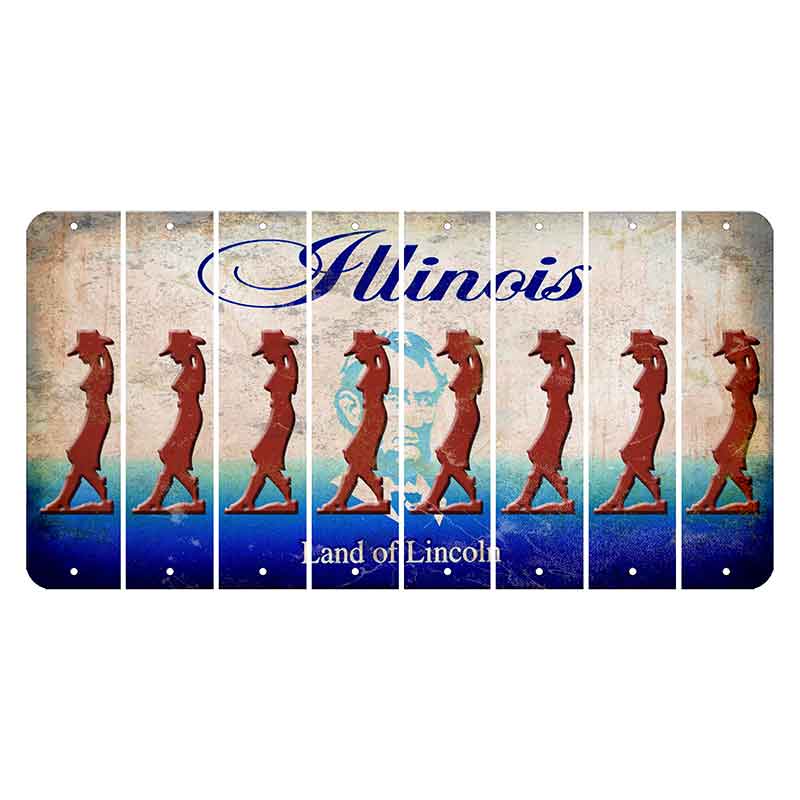 Illinois Abraham Lincoln Cut License Plate Strips (Set of 8)