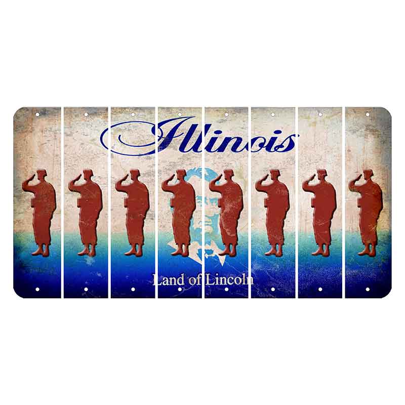 Illinois Abraham Lincoln Cut License Plate Strips (Set of 8)