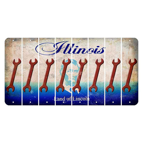 Illinois Abraham Lincoln Cut License Plate Strips (Set of 8)