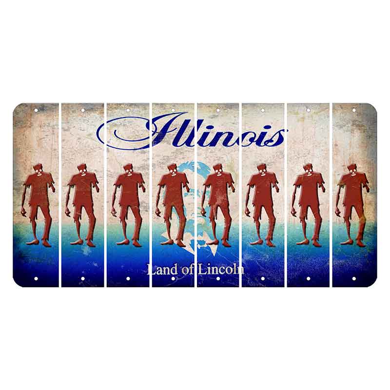 Illinois Abraham Lincoln Cut License Plate Strips (Set of 8) Zombie