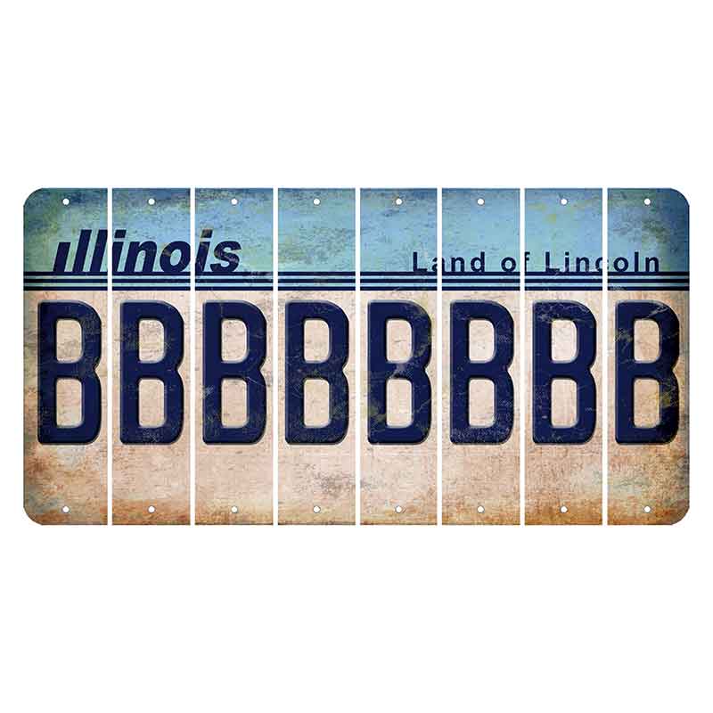 Illinois Light Blue Cut License Plate Strips (Set of 8)