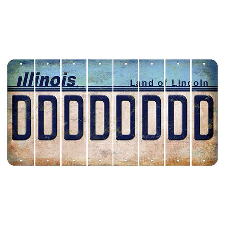 Illinois Light Blue Cut License Plate Strips (Set of 8)