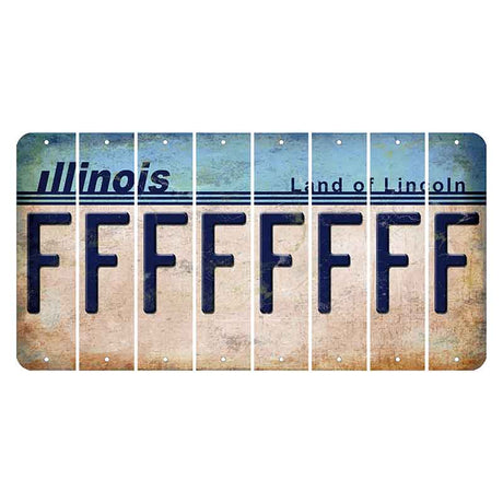 Illinois Light Blue Cut License Plate Strips (Set of 8)