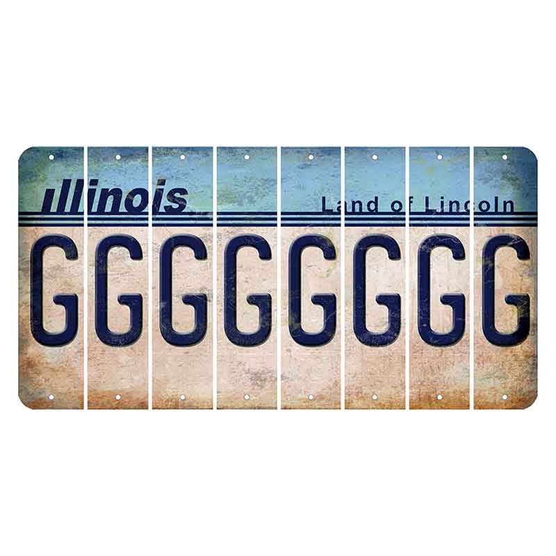 Illinois Light Blue Cut License Plate Strips (Set of 8)