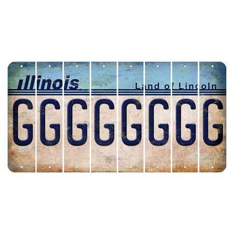 Illinois Light Blue Cut License Plate Strips (Set of 8)