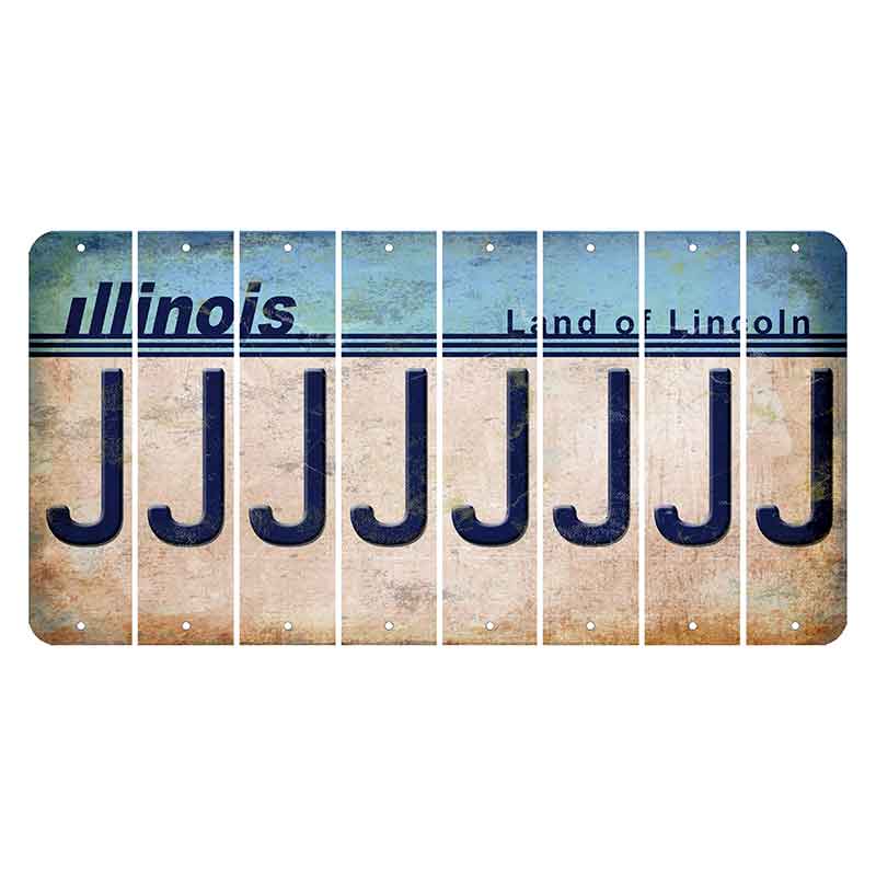 Illinois Light Blue Cut License Plate Strips (Set of 8)