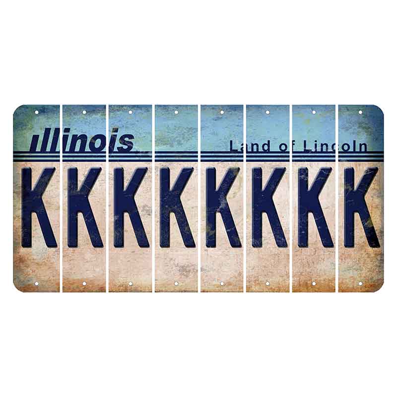 Illinois Light Blue Cut License Plate Strips (Set of 8)