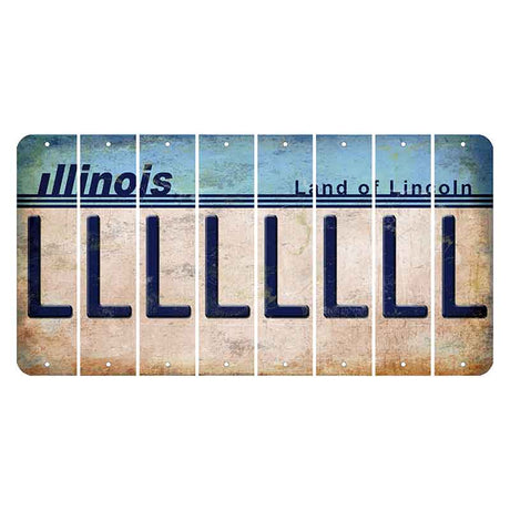 Illinois Light Blue Cut License Plate Strips (Set of 8)