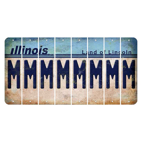 Illinois Light Blue Cut License Plate Strips (Set of 8)