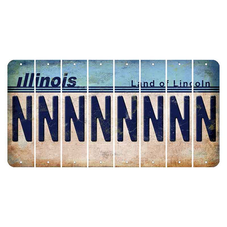 Illinois Light Blue Cut License Plate Strips (Set of 8)