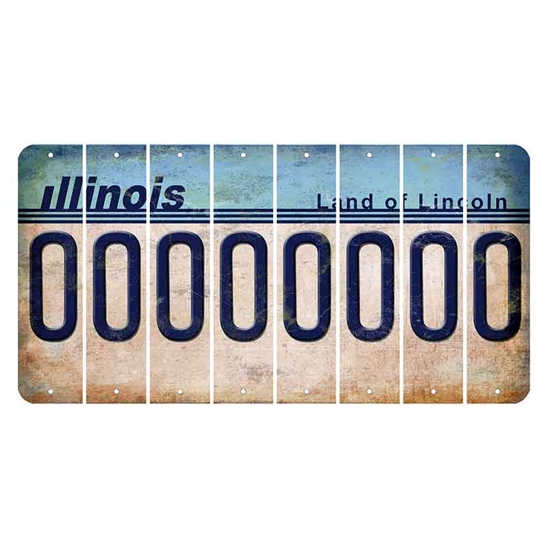 Illinois Light Blue Cut License Plate Strips (Set of 8)