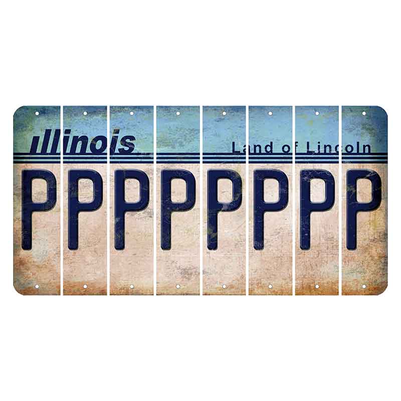 Illinois Light Blue Cut License Plate Strips (Set of 8)