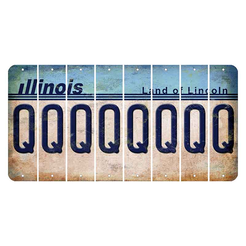 Illinois Light Blue Cut License Plate Strips (Set of 8)