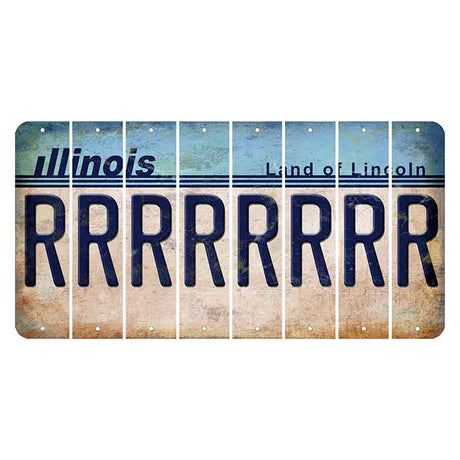 Illinois Light Blue Cut License Plate Strips (Set of 8)