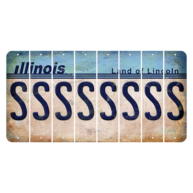 Illinois Light Blue Cut License Plate Strips (Set of 8)