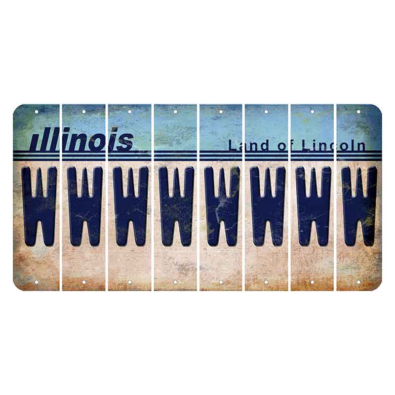 Illinois Light Blue Cut License Plate Strips (Set of 8)