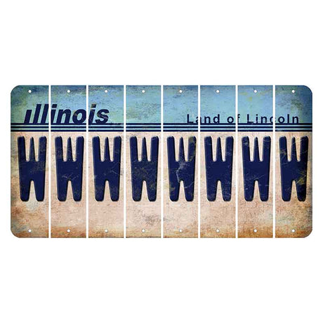 Illinois Light Blue Cut License Plate Strips (Set of 8)