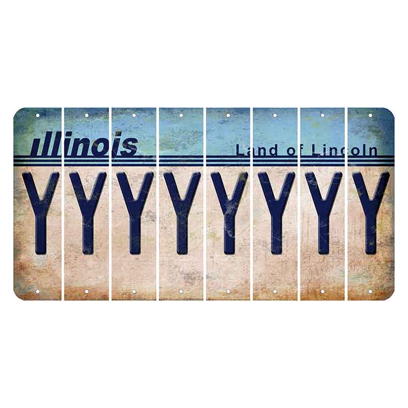 Illinois Light Blue Cut License Plate Strips (Set of 8)