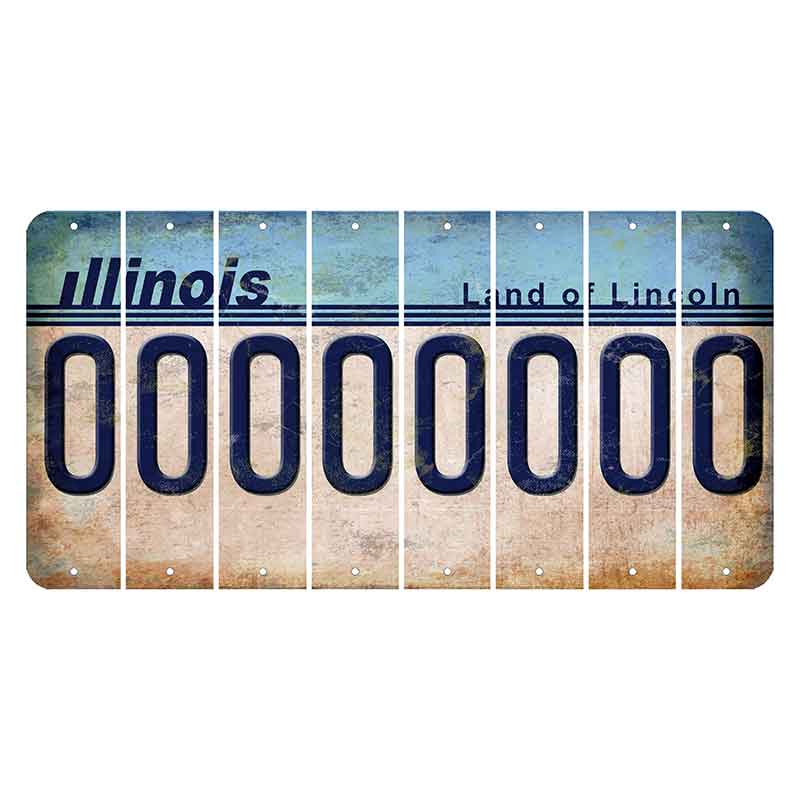 Illinois Light Blue Cut License Plate Strips (Set of 8)