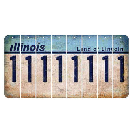 Illinois Light Blue Cut License Plate Strips (Set of 8)