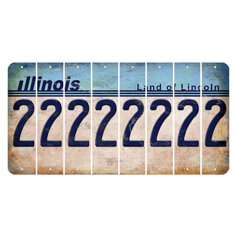 Illinois Light Blue Cut License Plate Strips (Set of 8)