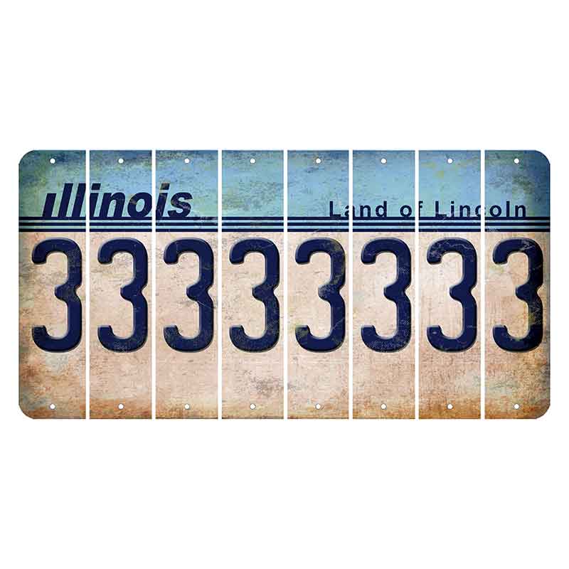 Illinois Light Blue Cut License Plate Strips (Set of 8)