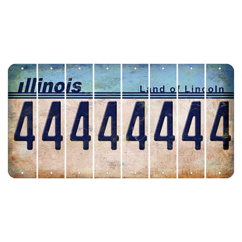 Illinois Light Blue Cut License Plate Strips (Set of 8)