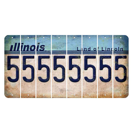 Illinois Light Blue Cut License Plate Strips (Set of 8)