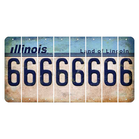 Illinois Light Blue Cut License Plate Strips (Set of 8)