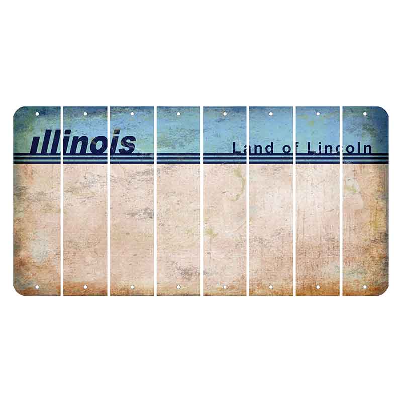 Illinois Light Blue Cut License Plate Strips (Set of 8)