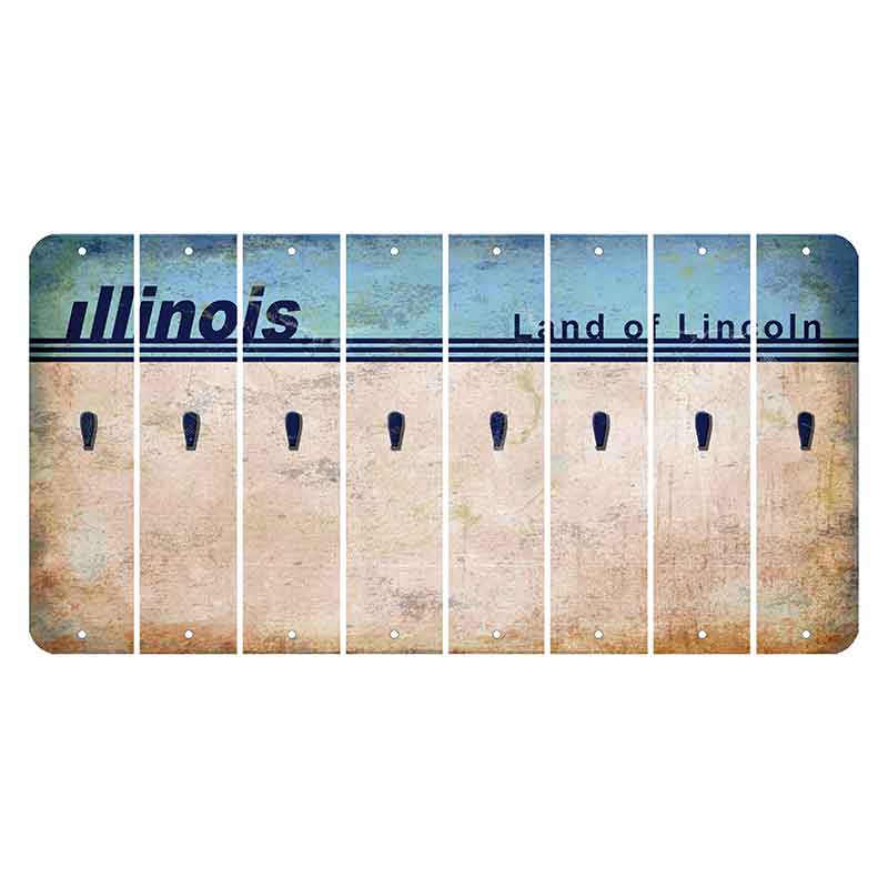 Illinois Light Blue Cut License Plate Strips (Set of 8)