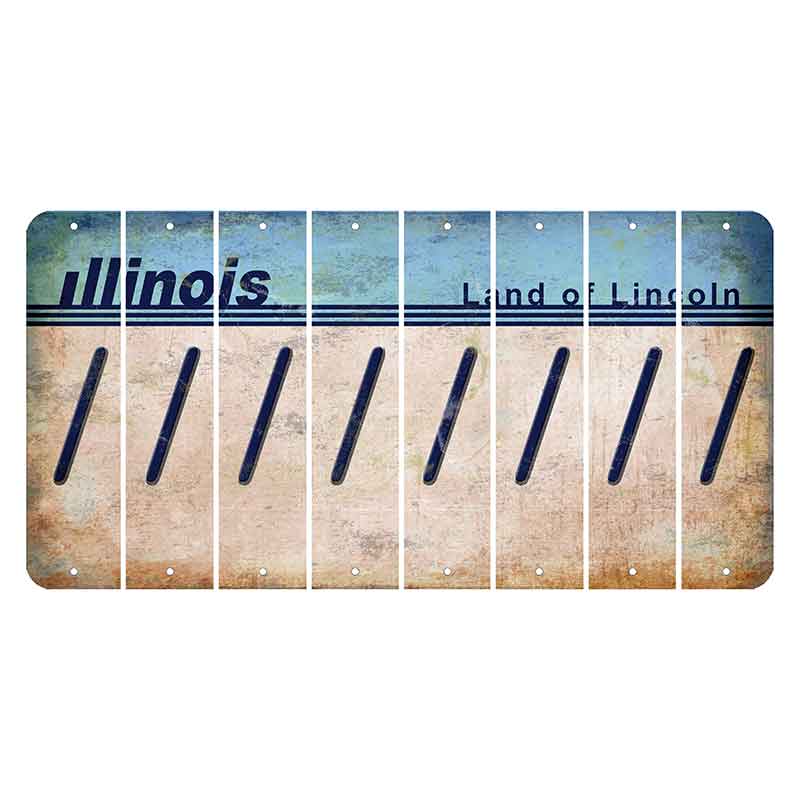 Illinois Light Blue Cut License Plate Strips (Set of 8) Forward Slash