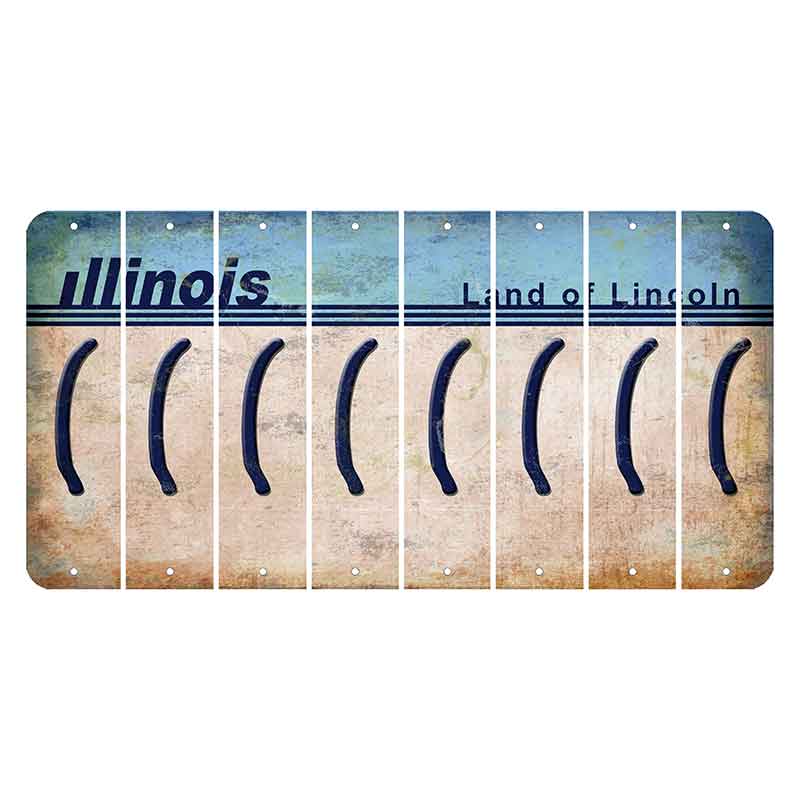 Illinois Light Blue Cut License Plate Strips (Set of 8)