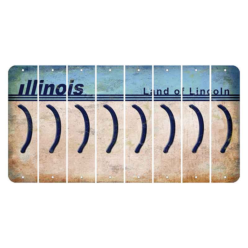 Illinois Light Blue Cut License Plate Strips (Set of 8)