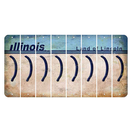 Illinois Light Blue Cut License Plate Strips (Set of 8)