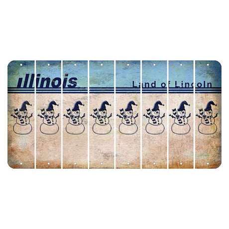 Illinois Light Blue Cut License Plate Strips (Set of 8)